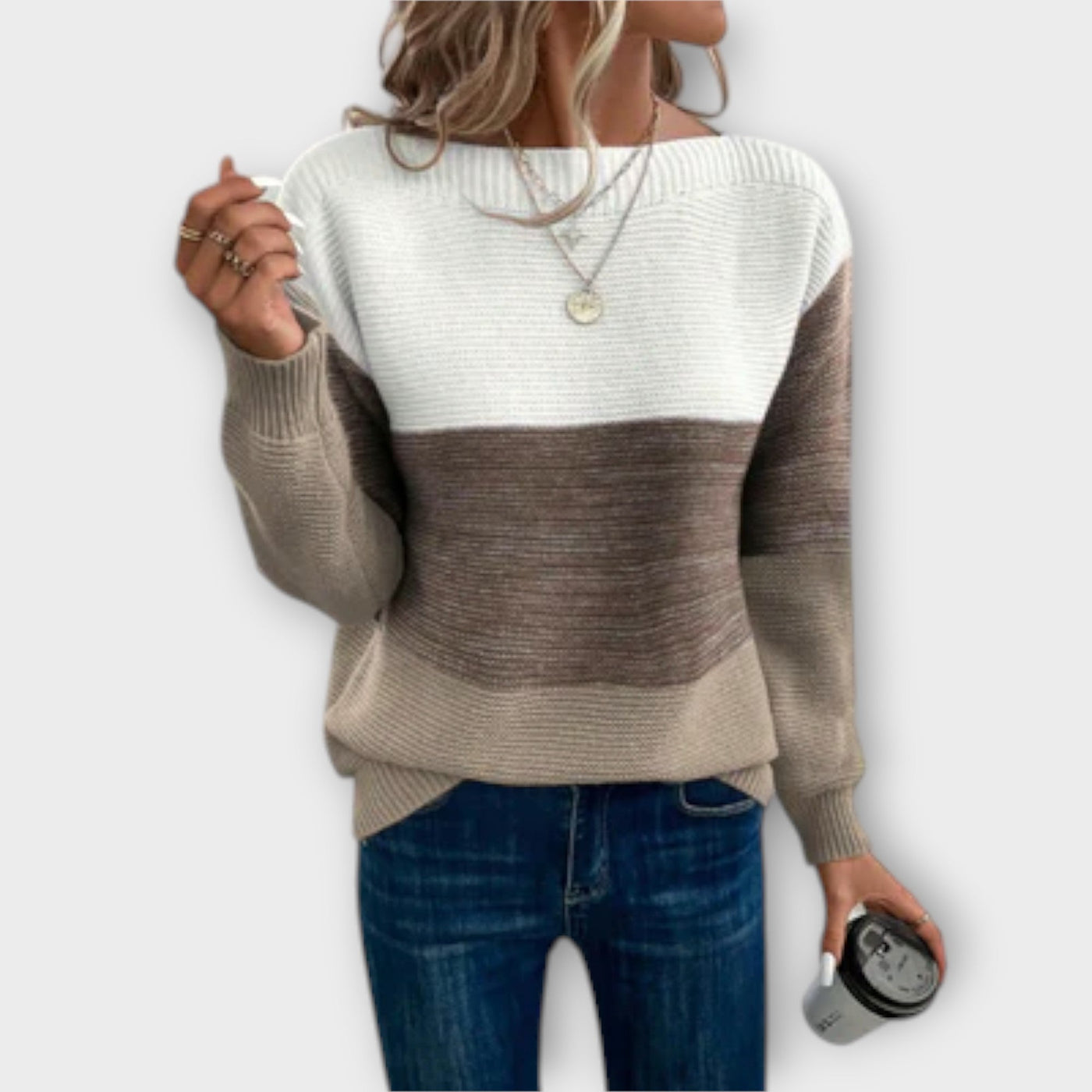 Clara | Dreifarbiger Patchwork-Pullover