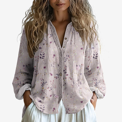 Ámbar | Vintage Bluse mit Blattmuster