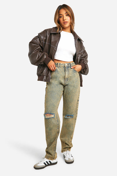 Lunara™ | Oversize Bomberjacke aus Kunstleder